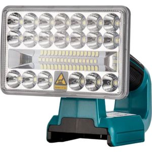 Krylanso® - LED lamp voor Makita 14,4V/18V LXT accu - USB Powerbank functie - incl. Gereedschap houder - Verstelbare Lampkop - Compact en Hanteerbaar - 18 Watt - 2000 Lumen (geleverd zonder accu en lader)