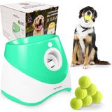Pet Perfect Automatische Ballenwerper - Hondenspeelgoed - Oplaadbaar - Incl. 6 ballen - 3 Werpafstanden - Groen