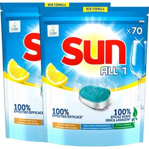 Sun - All-in-1 - Vaatwastabletten - Citroen - 100% oplosbaar tabletfolie - 140 Vaatwastabletten - Voordeelverpakking