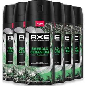 Axe - Deodorant Man - Fine Fragrance Spray - Emerald Geranium - 6 x 150 ml - 4 + 2 gratis - Voordeelverpakking