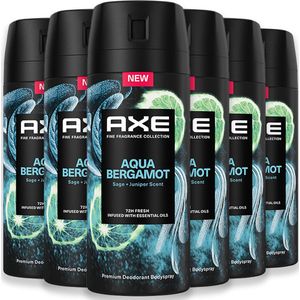 Axe - Deodorant Man - Fine Fragrance Spray - Aqua Bergamot - 6 x 150 ml - 4 + 2 gratis - Voordeelverpakking