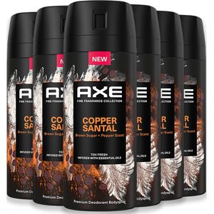 Axe - Deodorant Man - Fine Fragrance Spray - Copper Santal - 6 x 150 ml - 4 + 2 gratis - Voordeelverpakking