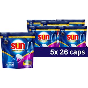 Sun - Brilliant Shine Regular - All-in-1 - 100% oplosbare tabletfolie - 5 x 26 stuks -130 vaatwastabletten - Voordeelverpakking