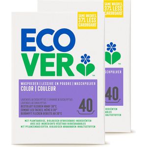 Ecover Waspoeder Color - Waspoeder - Voor Gekleurde Was - 2 x 3 kg - Lavendel en Eucalyptus