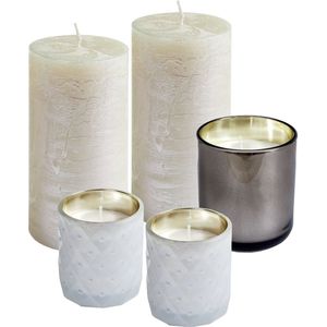 SPAAS Kaarsen - Rustieke Kaarsen Set - Cozy Essence - Geschenkset Stompkaarsen - 5 Stuks