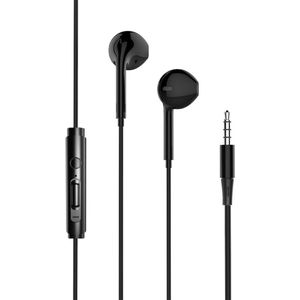 Bedrade oortjes - In Ear Oordopjes - Oortjes met Draad en Microfoon -Extra Bass - 3,5mm Jack Aansluiting - 120cm kabel - Zwart