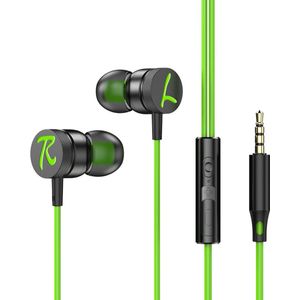 2x Bedrade oortjes - In Ear Oordopjes - Oortjes met Draad en Microfoon - Extra Bass - 3,5mm Jack Aansluiting - 120cm kabel - Groen