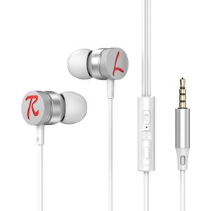 Bedrade oortjes - In Ear Oordopjes - Oortjes met Draad en Microfoon - Extra Bass - 3,5mm Jack Aansluiting - 120cm kabel - Wit