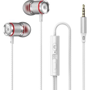 Bedrade oortjes - In Ear Oordopjes - Oortjes met Draad en Microfoon - Extra Bass - 3,5mm Jack Aansluiting - 120cm kabel - Wit