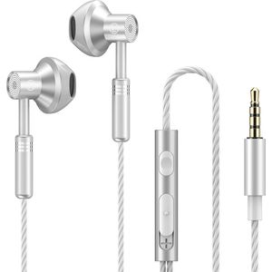 Bedrade oortjes - In Ear Oordopjes - Oortjes met Draad en Microfoon - Extra Bass - 3,5mm Jack Aansluiting - 120cm kabel - Wit