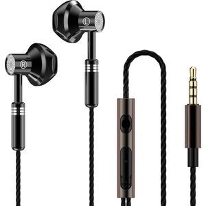 2 x Bedrade oortjes - Earpods -In Ear Oordopjes - Oortjes met Draad en Microfoon - Extra Bass - 3,5mm Jack Aansluiting - 120cm kabel - Zwart