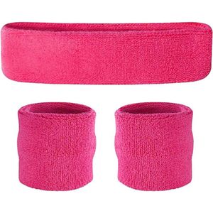Zweetband set Fluo Neon Roze | One Size | Kamping Kitch | Carnaval outfit | Accessoire | Foute Party | Carnavalskleding | Verkleden | Disco | 80s