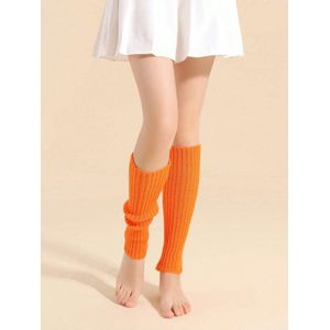 Beenwarmers voor dames, schattige gebreide beenwarmersokken voor dans, beenwarmers dames fluo ORANJE 1 paar | One Size | Acryl | 40 cm | Beenwarmer accessoire