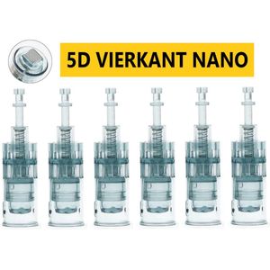 Dermapen Naalden voor Dr.pen Ultima M8 - 5D VIERKANT NANO naalden - Microneedling cartidges - Vervangende naaldkoppen - Anti-aging - Huidverzorging - GESCHIKT VOOR DR.PEN ULTIMA M8 - 5 stuks naalden - Inclusief Sprayflesje 50 ml per bestelling
