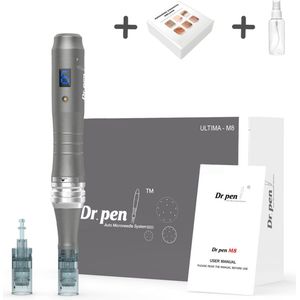 Dermapen Dr.Pen Ultima M8 | Draadloos | Digitale snelheidweergave | Microneedling | Huidverzorging | incl. 6x 16 pin naalden (merk esterance) & Sprayflesje 50 ml voor desinfectie