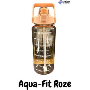 Aqua-Fit, Roze waterfles | Waterfles met rietje | Drinkbus | Drinkfles met rietje | Grote waterfles | Gallon | Sportbidon | Sport fitnessfles