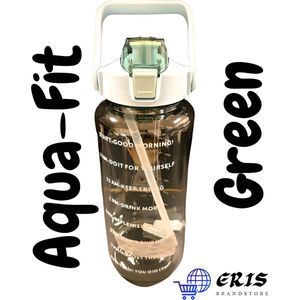 Aqua-Fit, Groene waterfles | Waterfles met rietje | Drinkbus | Drinkfles met rietje | Grote waterfles | Gallon | Sportbidon | Sport fitnessfles
