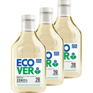 Ecover Wasmiddel Voordeelverpakking ZERO Sensitive 3 x 1,43 L - 84 Wasbeurten | Gevoelige Huid - Baby Wasmiddel