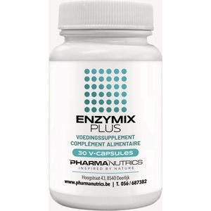 ENZYMIX PLUS 30 v-caps Pharmanutrics - Vertering - Natuurlijke Enzymes - Hypo-allergeen // Vertering van vetten en koolhydraten // Maaglast