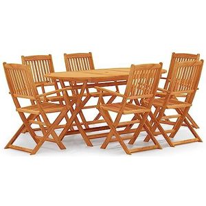 UYSELA Home Meubels Tuin 7 Stuk Opvouwbare Outdoor Dining Set Massief Eucalyptus Hout