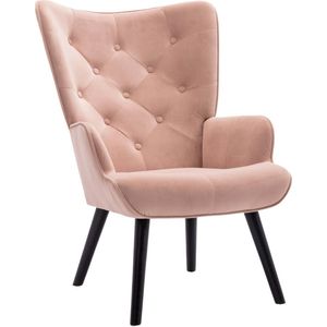 Merax Velvet Stoel - Gestoffeerde Fauteuil - Moderne Stoelen - Kuipstoel - Roze