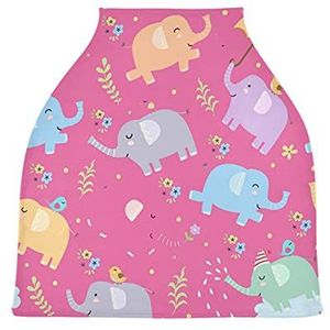 Roze Olifant Stretchy Baby Auto Stoelhoes, Luifel Nursing Covers, Zachte Ademend Winddicht Sjaal Changepad voor Winter Baby Borstvoeding Jongens