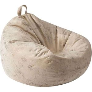 ZRCYXDW Zitzak Stoelhoes (zonder Vulling),gezellig Zitzak Hoes Voor Volwassenen En Kind Luie Ligstoel Stoelhoes Zitzak Bankbeschermer Voor Indoor Thuis Woonkamer-beige-90×110cm