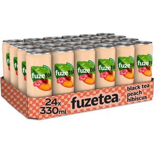 Fuze Tea Black Peach Hibiscus Blikjes Tray 24 Stuks 33cl