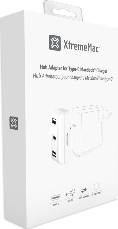 XtremeMac - Type-C Adapter - Docking Station - Wit - 2 Havens