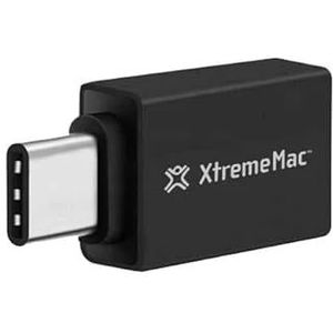 XtremeMac USB-A F naar USB-Type-C-M Plug and Play adapter, aluminium frame, zwart