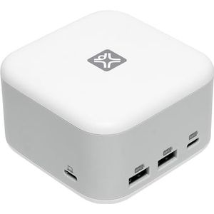 XtremeMac X-Cube Pro USB-C dockingstation (130 W), 6-in-1 hub voor MacBook en laptops, oplader, HDMI 4K, USB-C PD, Ethernet, Ultra Compact Design
