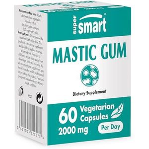 Mastic Gum - Ondersteunt het Maagslijmvlies - Mastiekhars - Standaardiseerd op 12% Masticonzuren - Glutenvrij - Plantaardige Capsules - Non-GMO - SuperSmart