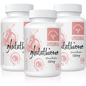Liposomaal Glutathione Supplement 1000mg, Gereduceerde Glutathione Softgels met Vitamine C, Glutenvrij, Non-GMO en Betere Absorptie, 180 Capsules (Pak van 3)