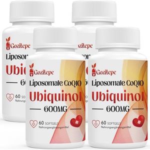 Liposomale CoQ10 Ubiquinol 600mg, 60 mini softgels met hoog potentieel co-enzym Q10, uitstekende biologische beschikbaarheid en absorptie, krachtige antioxidant (4 PACK)