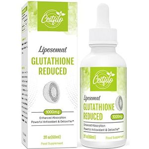 Liposomale glutathion 1000 mg, hoogste absorptie, actieve vorm L-glutathione (GSH) vloeistof, krachtig antioxidant voor immuunsysteem (Pack of 1)