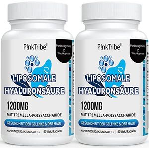 Liposomale Hyaluronzuur Capsules - Hooggedoseerd met 1000 mg Hyaluron, Hoogmoleculair Hyaluronzuur (500-700 kDa), Vrij van Toevoegingen, 60 Stuk (Verpakking van 2)