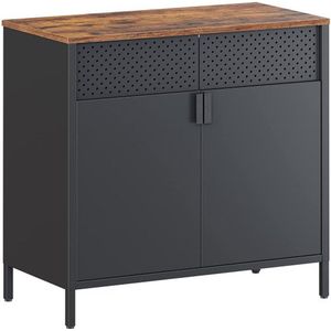ML Meubels - Archiefkast Industrieel - Vintage Houten Blad - Kantoorkast - 80 x 40 x 76 cm - Zwart