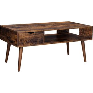 FURNIBELLA - salontafel, met opbergruimte, lade, open vak, voor woonkamer, eetkamer, 100 x 50 x 45 cm, vintage bruin LCT028X01