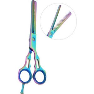 Belux Surgical Instruments / Professionele uitdunschaar - Uitdun kappersschaar - RVS - Knipschaar - Voor het knippen van haar - Kapperschaar - Rechtshandig - Multi Kleur - 17 cm