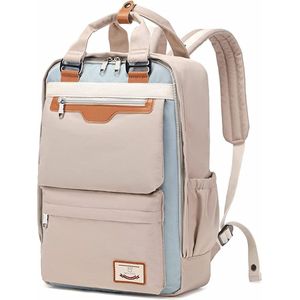 Vermanto Rugtas - Rugzak - 25 Liter - Laptop - Boekentas - Vintage - Heren - Dames - Laptop - School - Boekentas - Beige- Grijs