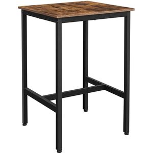 bartafel, bartafel, hoge keukentafel, lessenaar met stabiel stalen frame, 60 x 60 x 92 cm, eenvoudige montage, keuken, industriële stijl, vintage bruin-zwart LBT25X
