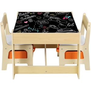 WOLTU 1 kindertafel + 2 stoelen met opbergruimte voor kinderen,Tafels en stoelen in MDF en non-woven SG002