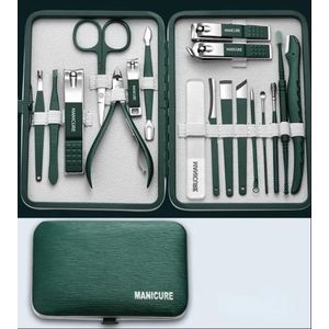 18 Stks/set Nagelsnijset Roestvrijstalen Nagelknipper Set Met Opvouwbare Tas Manicure Kits Schaar Make-Up Beauty Tool