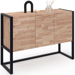 Verhoogd dressoir Ottawa 3-deurs hout en zwart industrieel design