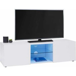 TV-meubel ELI wit glazen rek met LED