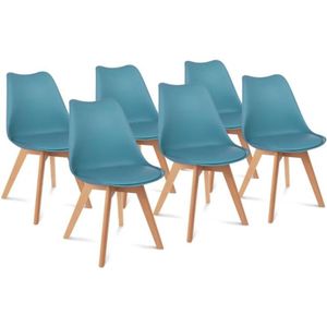 Set van 6 Scandinavische stoelen Sara, pastelblauw, voor eetkamer