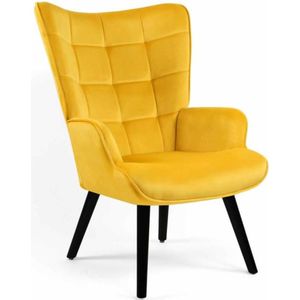 Scandinavische stoel Ania, fluweel, geel