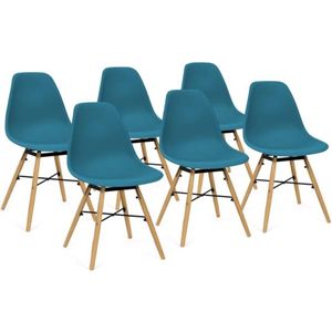 Set van 6 stoelen Sandra eendenblauw voor de eetkamer