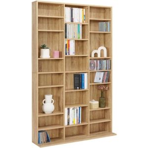 Boekenkast CD Ceylia 30 vakken met legplanken, houtlook