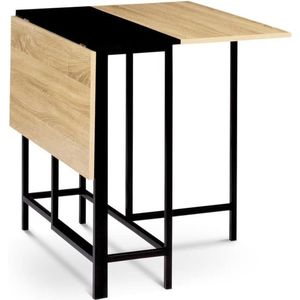 Consoletafel, inklapbaar, EDI voor 2-4 personen, beukenlook en zwart, industrieel design
